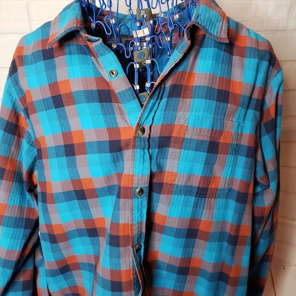 The North Face Blue Plaid Cotton Flannel Shirt Unisex size M medium Mens Womens